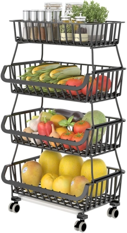 Produce Tisplay Wheeled 4 Tier